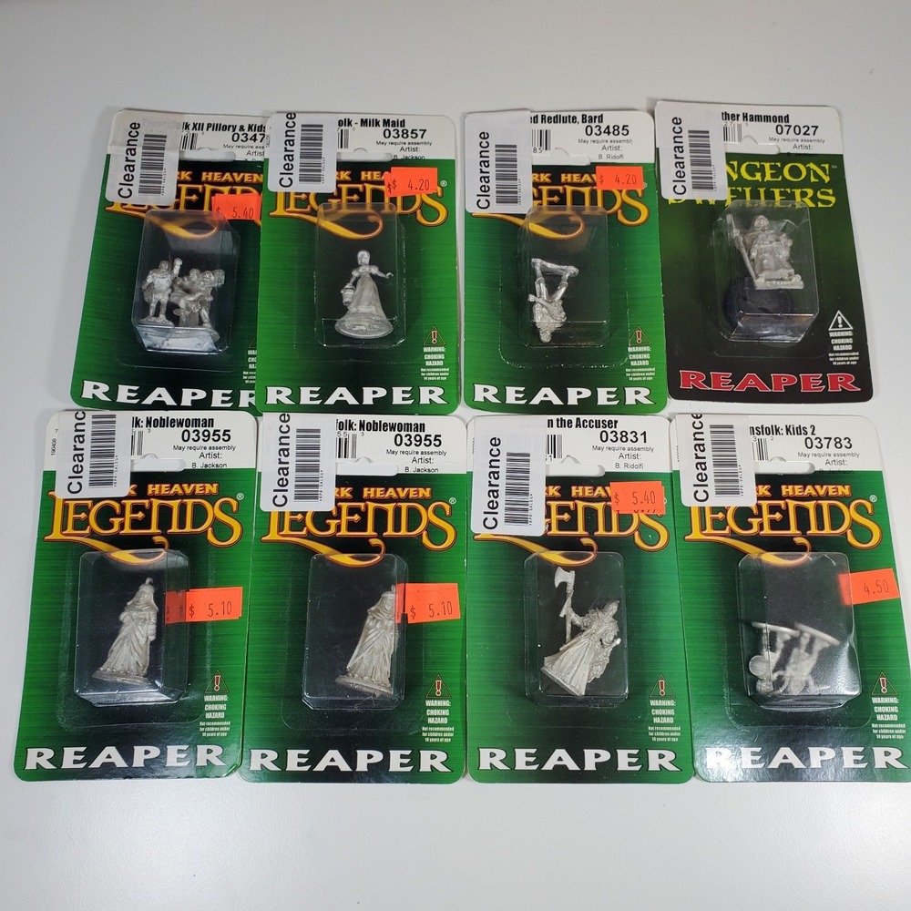 8 Reaper Miniatures Metal Fantasy Townsfolk Lot D&D RPG Guard of Traitors Toll